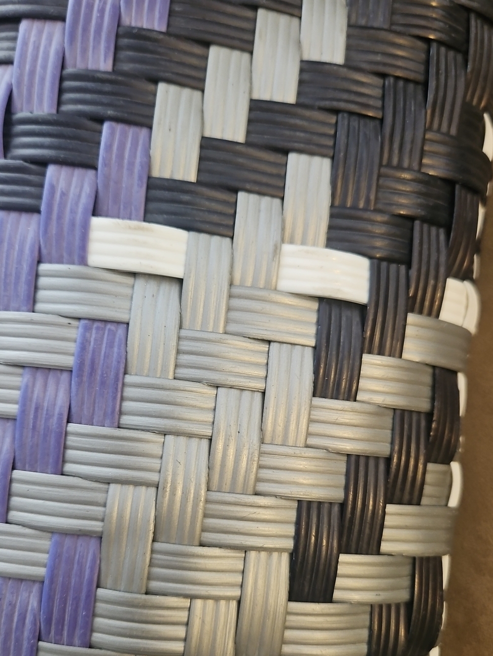 Woven Checker Tote Bag in Blue, Gray & Black - Picture 10 of 16